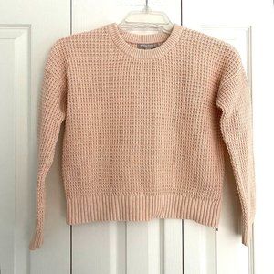 Banana Republic Womens Sweater Crop Top Baby Pink Waffle Knit Size S RN54023